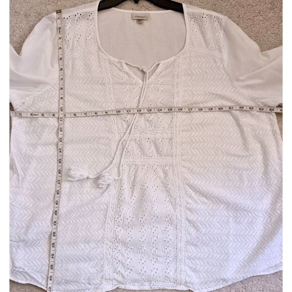 Avenue White 100% Cotton Embelished Relaxed Fit Pullover Tunic Top Sz 18/20 EUC - Picture 5 of 7